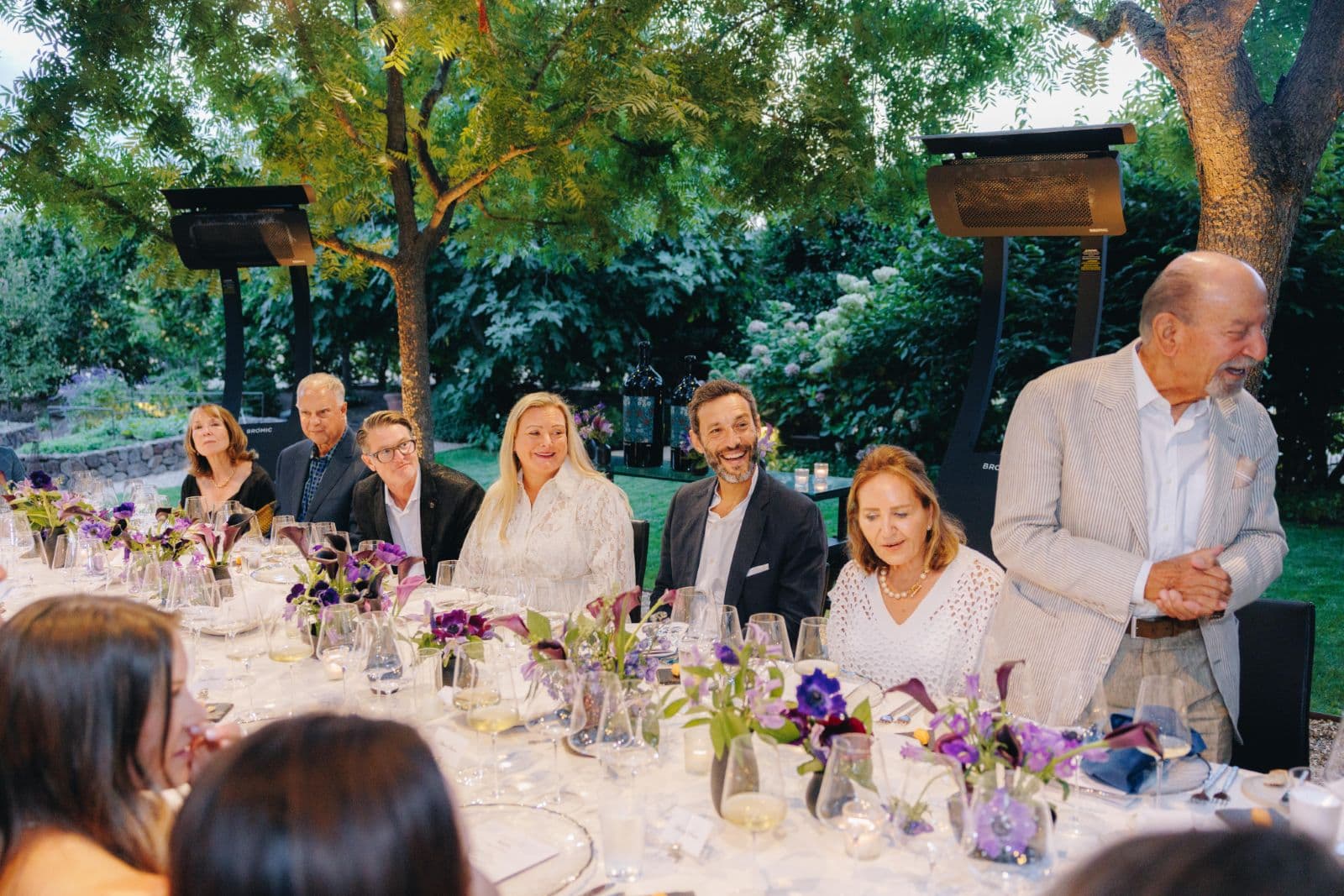 Guests gathered in the winery courtyard